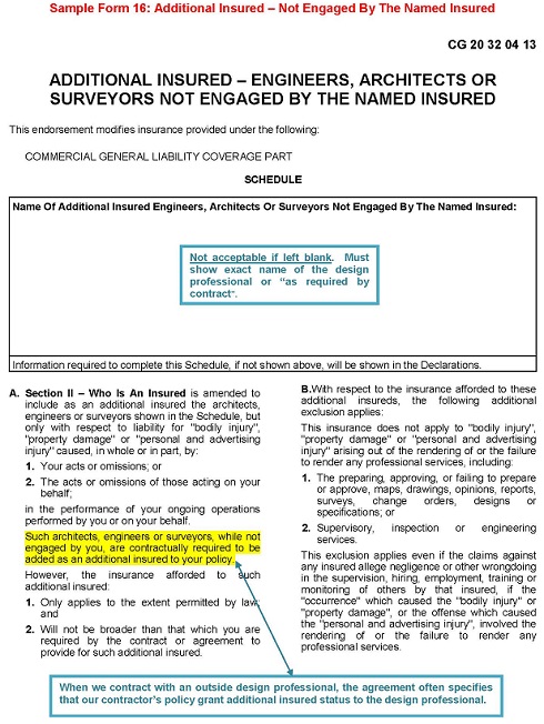 sample-form-16-additional-insured-not-engaged-by-the-named-insured